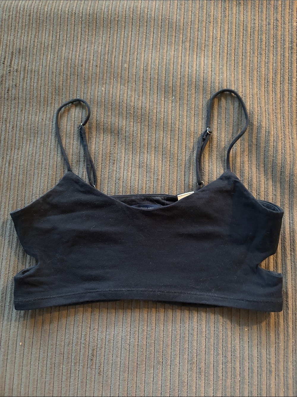 AE Black Adjustable-Strap Crop Bralette Top